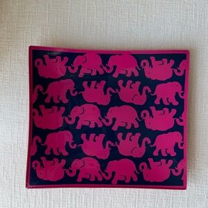 Lilly Pulitzer Pink/Navy Decorative Elephant Glass Cath All Tray